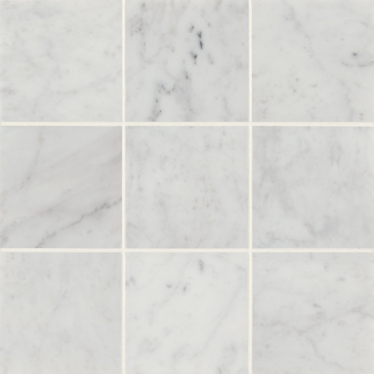 Monet Honed White Carrara Marble 4'' x 4'' Tile
