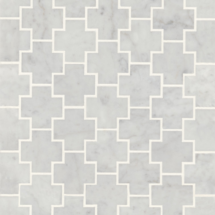 White Carrara Marble Cross Mosaic Wall and Floor Tile