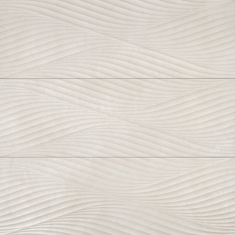 Donna 13" x 40" Beige Matte Wave Ceramic Wall Tile