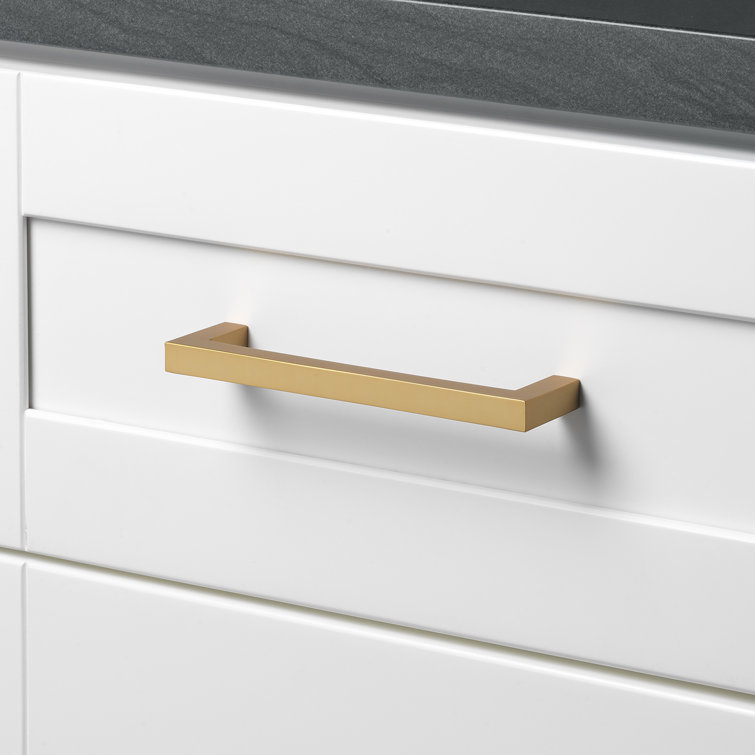 Brass Gold Solid Square Bar Cabinet Pulls, 5-inch Pack of 10