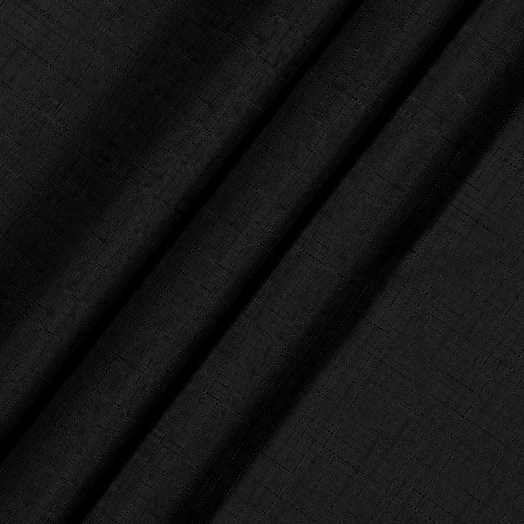 Kendall Black Polyester Linen Blackout Rod Pocket Curtains