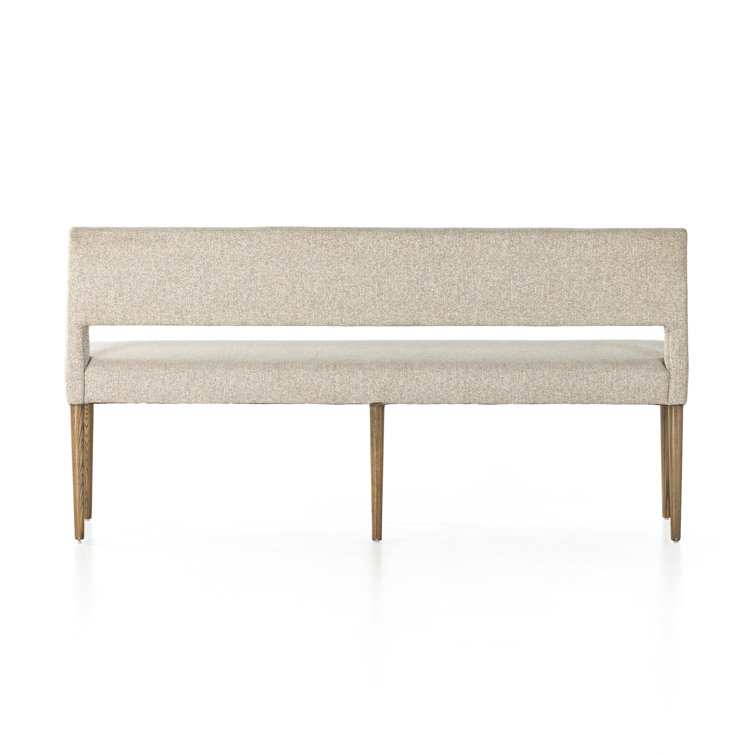Joseph Gray Upholstered Dining Bench with Nettlewood Legs