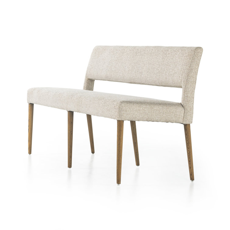 Joseph Gray Upholstered Dining Bench with Nettlewood Legs