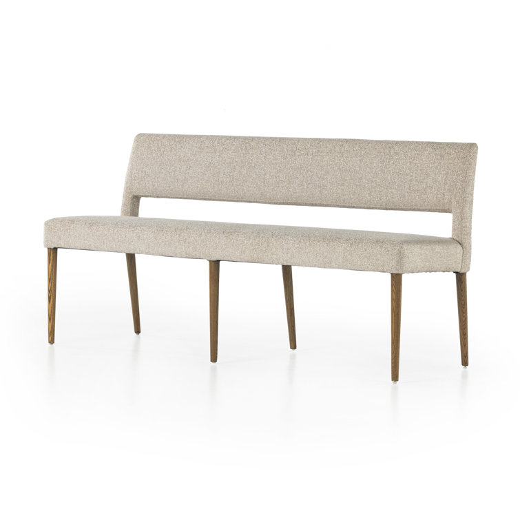 Joseph Gray Upholstered Dining Bench with Nettlewood Legs