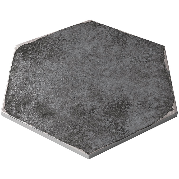 Vandalay Hex 9.13 in. x 10.51 in. Polished Gray Porcelain Tile