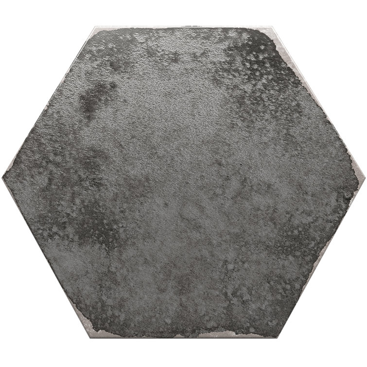 Vandalay Hex 9.13 in. x 10.51 in. Polished Gray Porcelain Tile