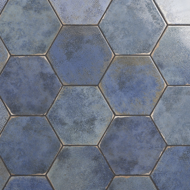 Mandalay Hex Blue Polished Porcelain Floor and Wall Tile