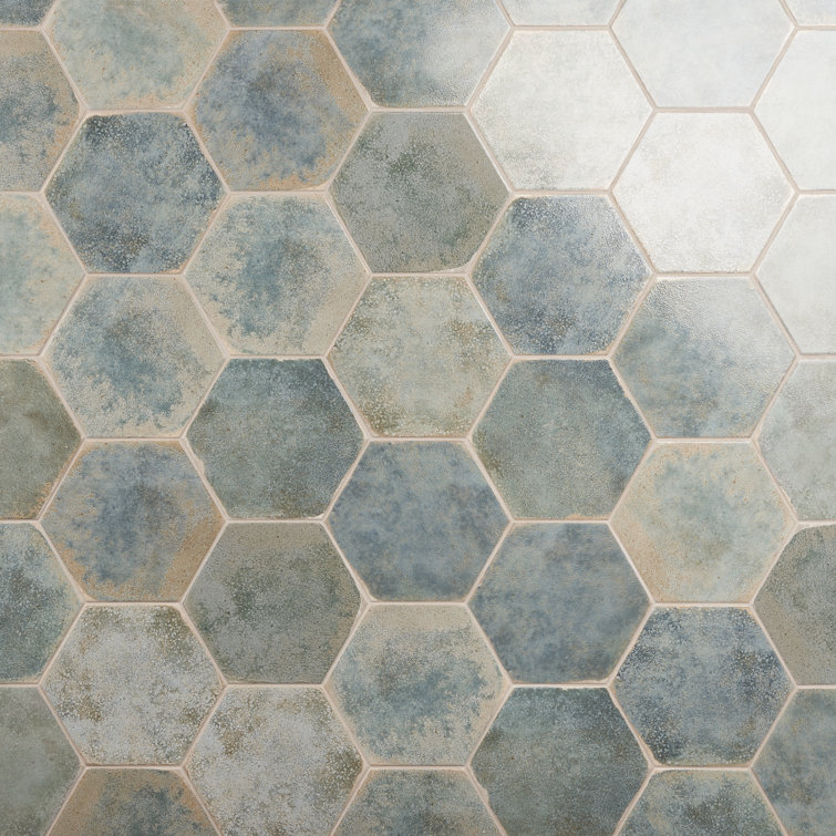Mandalay Hex Green Polished Porcelain Floor and Wall Tile