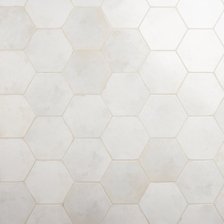 Mandalay Hex White Polished Porcelain Floor and Wall Tile