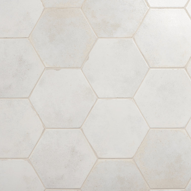 Mandalay Hex White Polished Porcelain Floor and Wall Tile