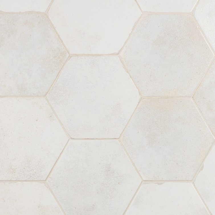 Mandalay Hex White Polished Porcelain Floor and Wall Tile