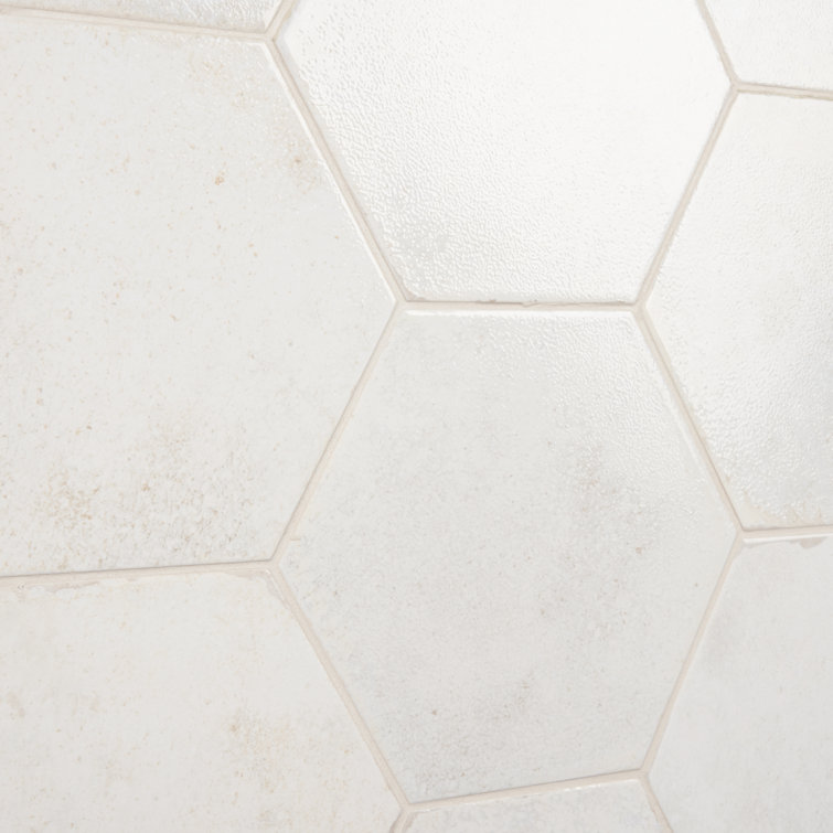 Mandalay Hex White Polished Porcelain Floor and Wall Tile