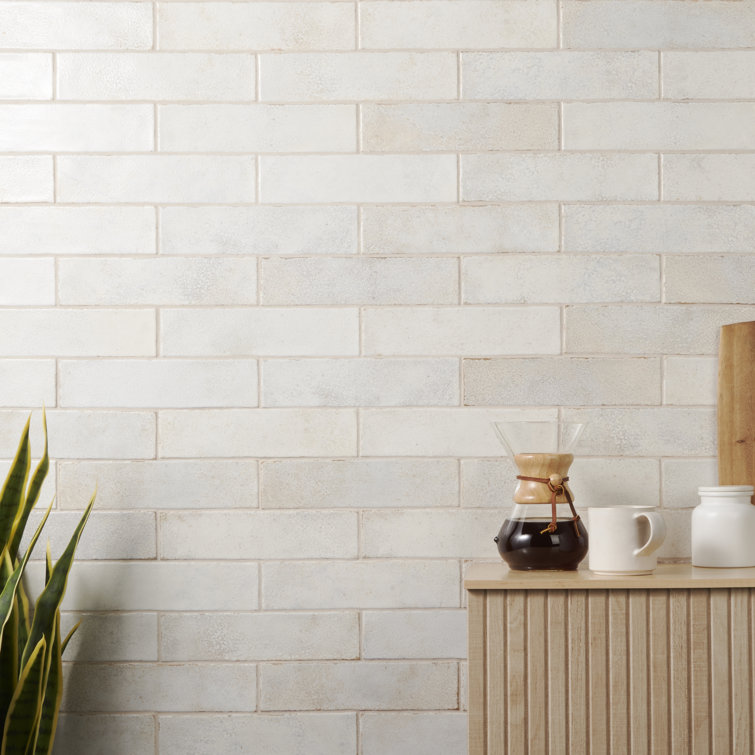 Mandalay White Polished Ceramic Subway Wall Tile 11.81 x 2.95 in