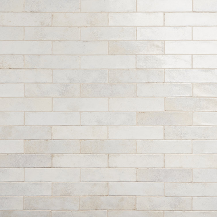 Mandalay White Polished Ceramic Subway Wall Tile 11.81 x 2.95 in