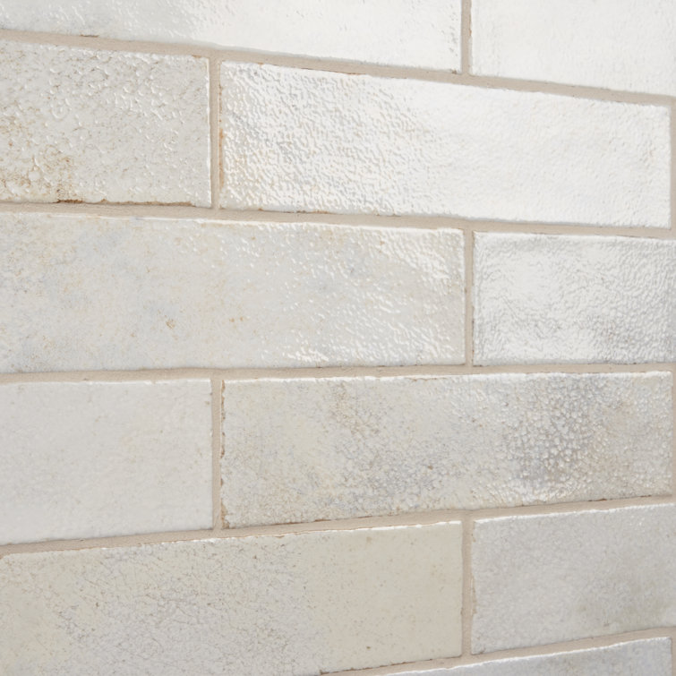 Mandalay White Polished Ceramic Subway Wall Tile 11.81 x 2.95 in