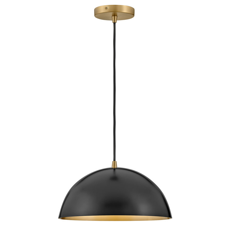 Black and Gold Steel Dome Pendant Light