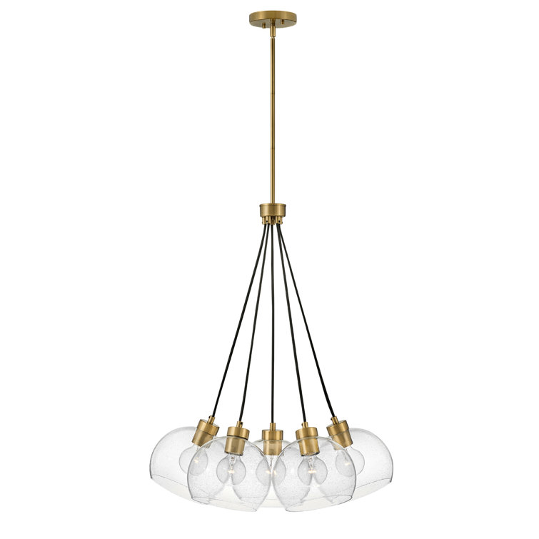 Kiyo 5-Light Clear Seeded Glass Brass Cluster Pendant