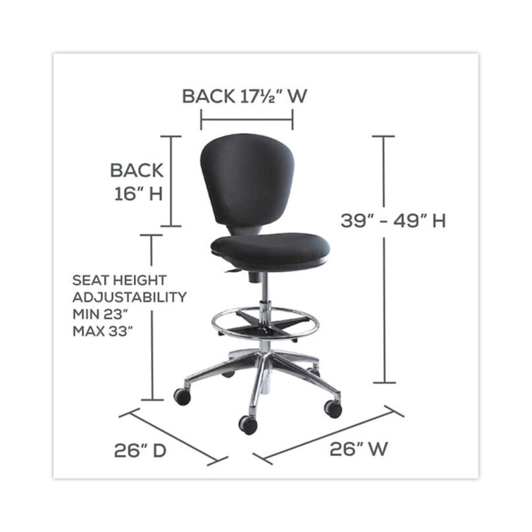 Black Adjustable Vinyl and Fabric Swivel Drafting Chair with Metal Frame