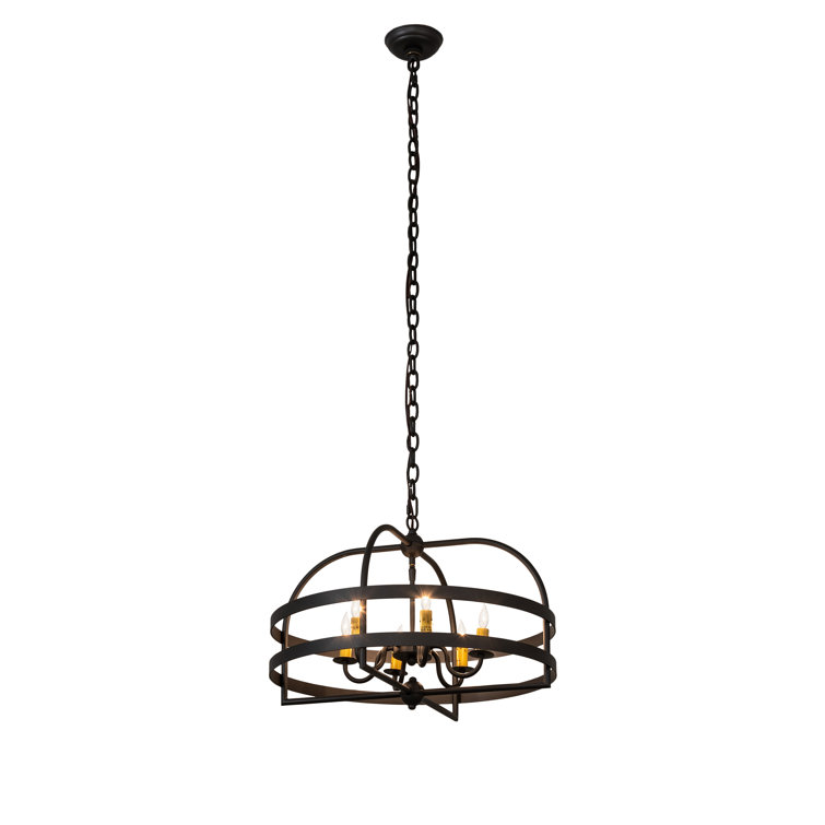 Black Geometric Metal Candle Chandelier with Chain