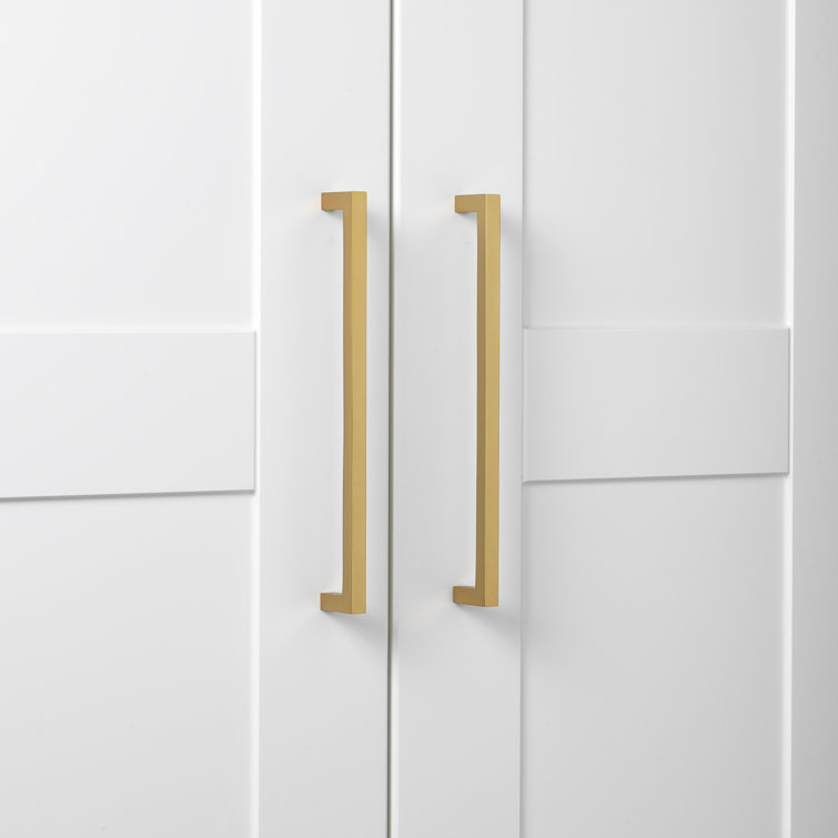 Brass Gold Solid Square Bar Cabinet Pulls, 5-inch Pack of 10