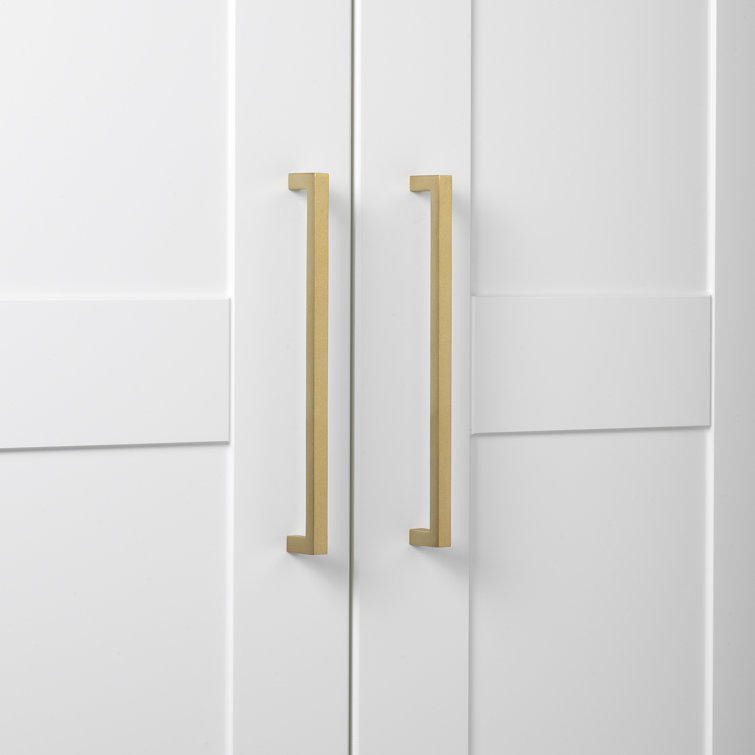 Satin Gold Brushed Metal Square Bar Pull with Mounting Hardware