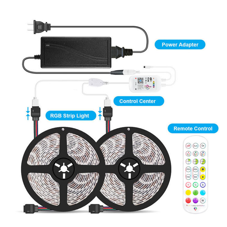 32.8ft Multi-colored Smart Wi-Fi RGB LED Strip Lights with Remote and App Control