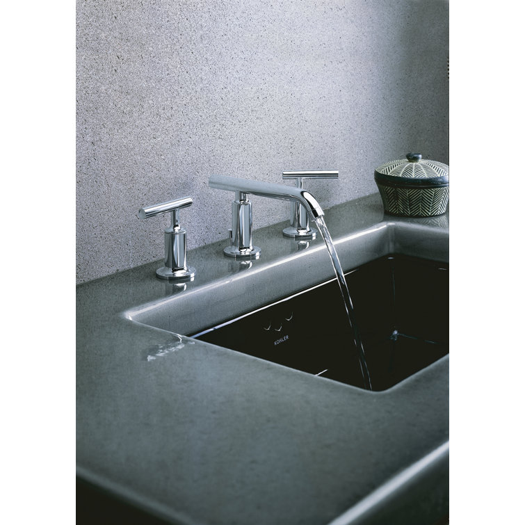 Purist 8" Polished Chrome Widespread Bathroom Faucet with Drain