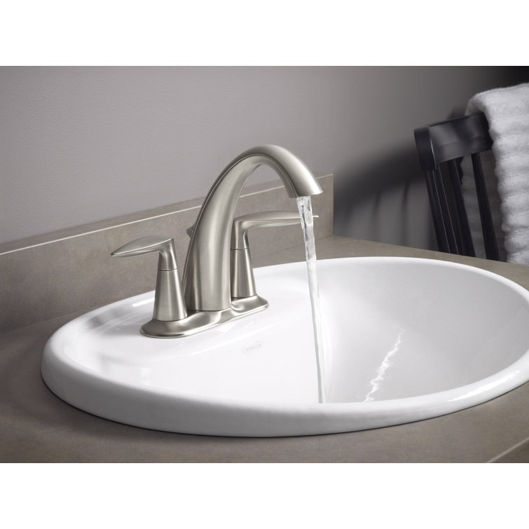 Alteo Brushed Nickel Double Handle 4" Centerset Bathroom Faucet