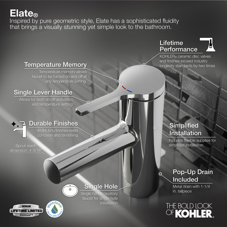 Elate Polished Chrome Single-Handle Low-Arc Bathroom Faucet