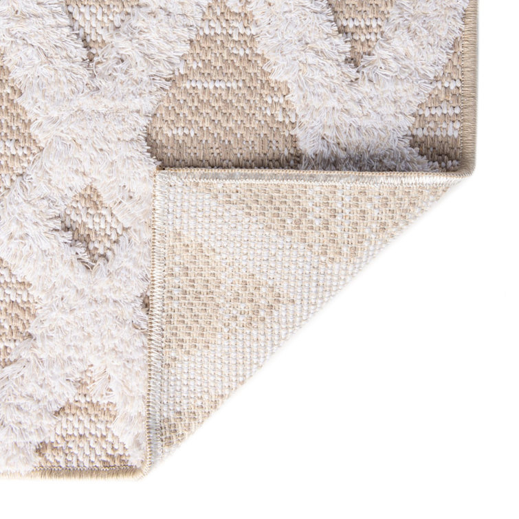 Beige Geometric Flat Woven Indoor Rug 4' x 6'