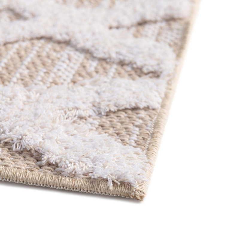 Beige Geometric Flat Woven Indoor Rug 4' x 6'