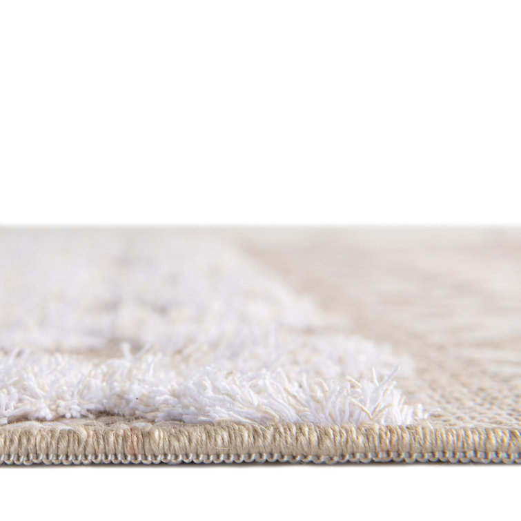 Beige Geometric Flat Woven Indoor Rug 4' x 6'