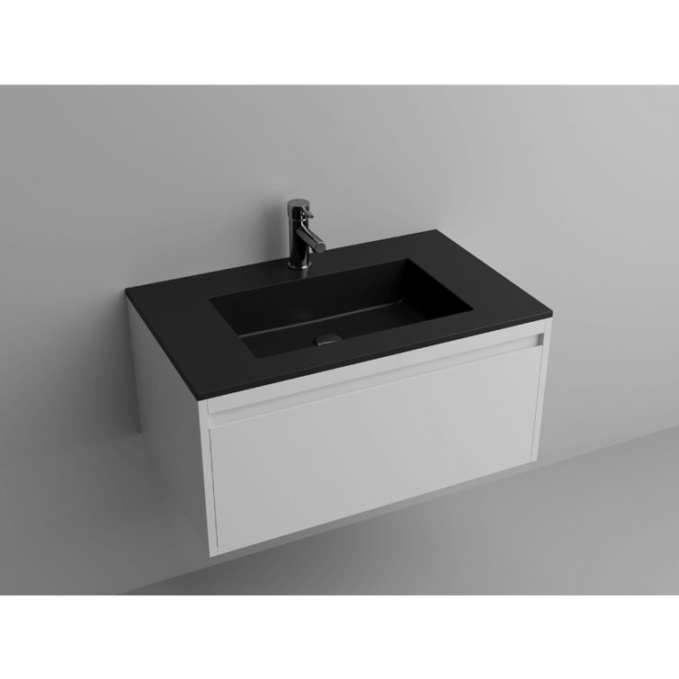 Lugano 32" Black Stone Modern Single Vanity Sink