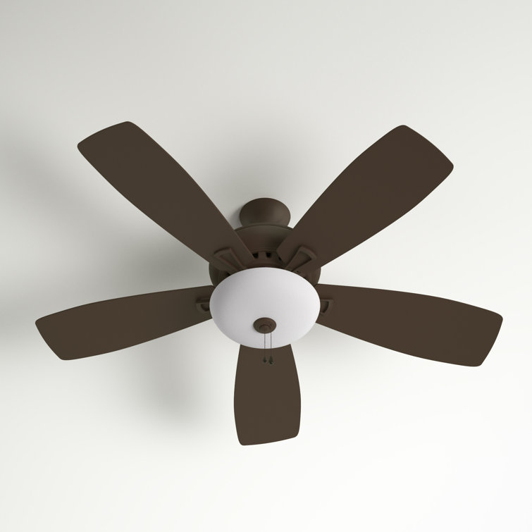 52" Metallic Matte Bronze Ceiling Fan with Reversible Walnut Blades and LED Light