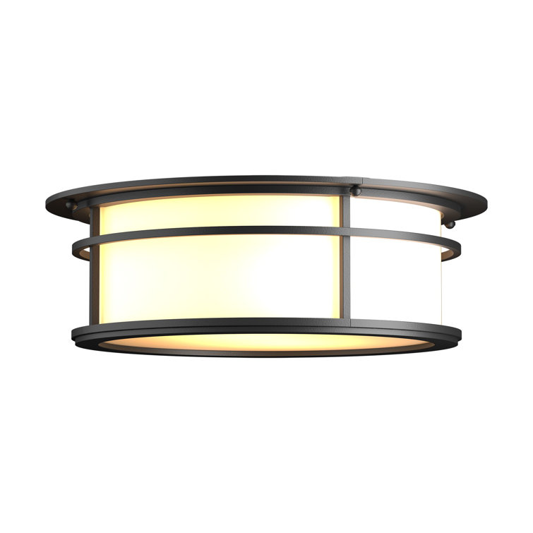 Province Elegance Black Glass Outdoor Flush Mount Light