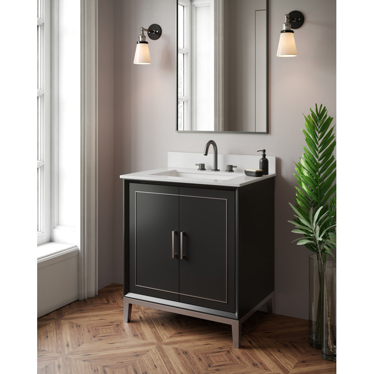Gracie Midnight Black Single Bathroom Vanity with White Quartz Top