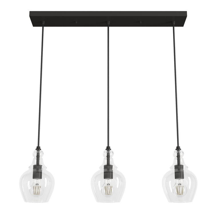 Maple Park 30" Noble Bronze Glass Linear Pendant Light