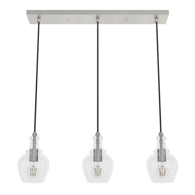 Maple Park Brushed Nickel 3-Light Linear Cluster Pendant
