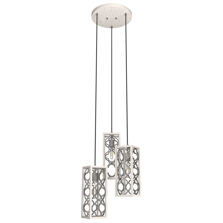 Gablecrest 15.75'' Distressed White 3-Light Cluster Pendant