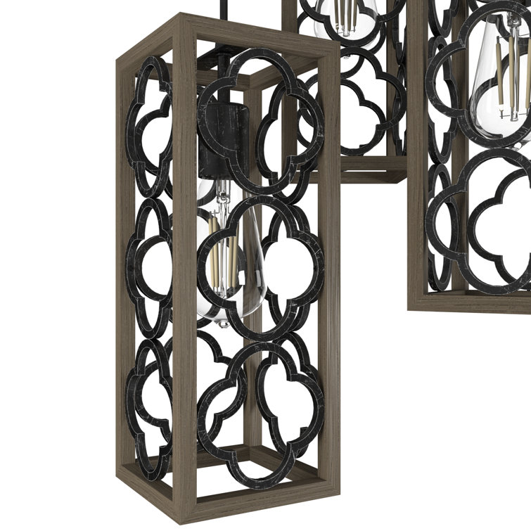 French Oak Rustic Iron 3-Light LED Cluster Pendant