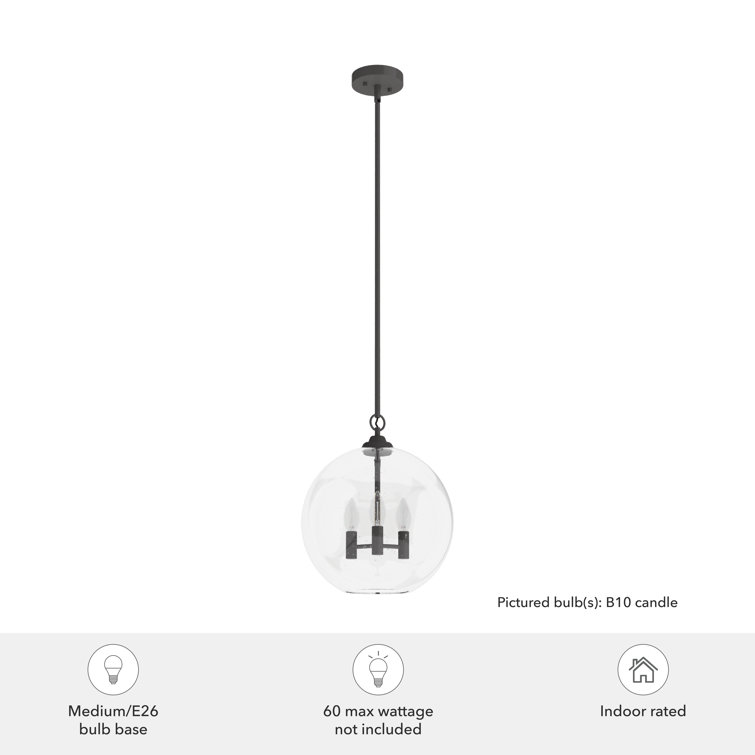 High Oaks Noble Bronze 3-Light Globe Pendant with Glass Orb