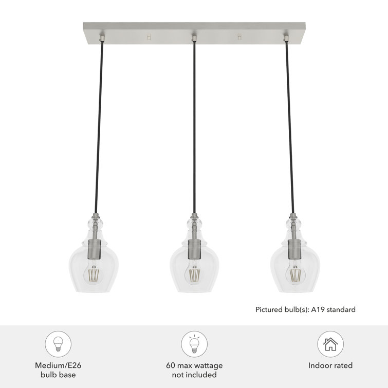 Maple Park Brushed Nickel 3-Light Linear Cluster Pendant