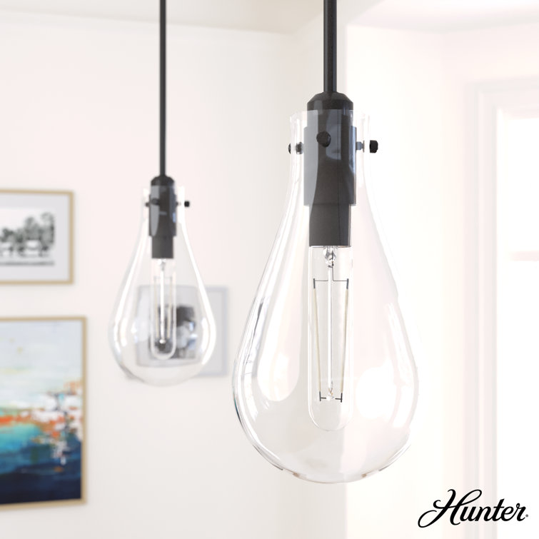 Hunter Lundin Noble Bronze 7" Glass Pendant Light