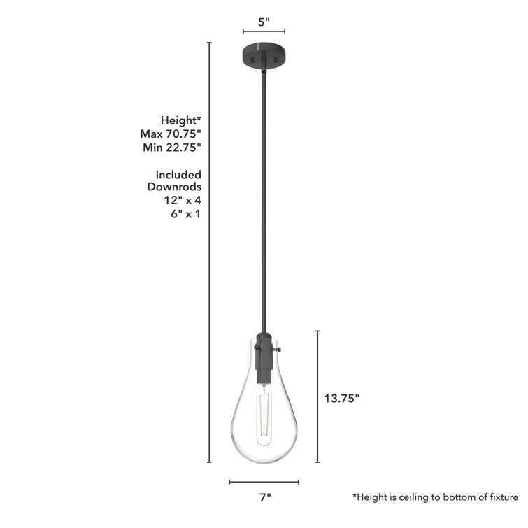 Hunter Lundin Noble Bronze 7" Glass Pendant Light