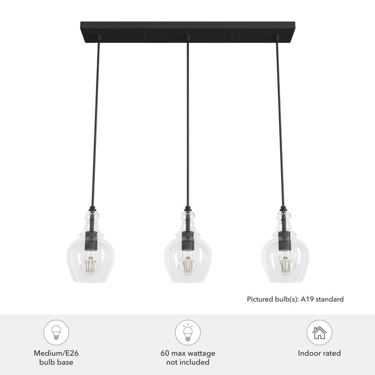 Maple Park 30" Noble Bronze Glass Linear Pendant Light
