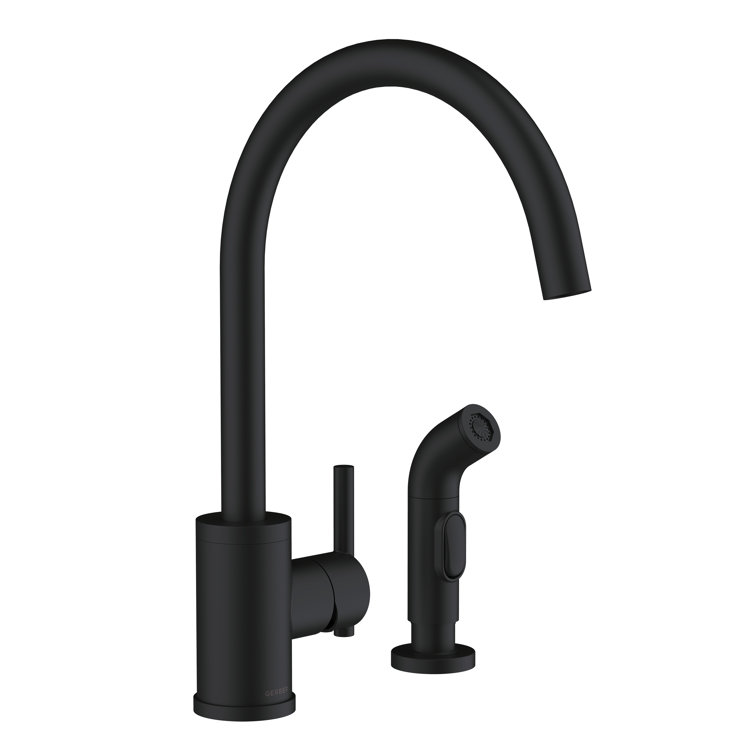 Satin Black Single Handle Kitchen Faucet with Side Spray