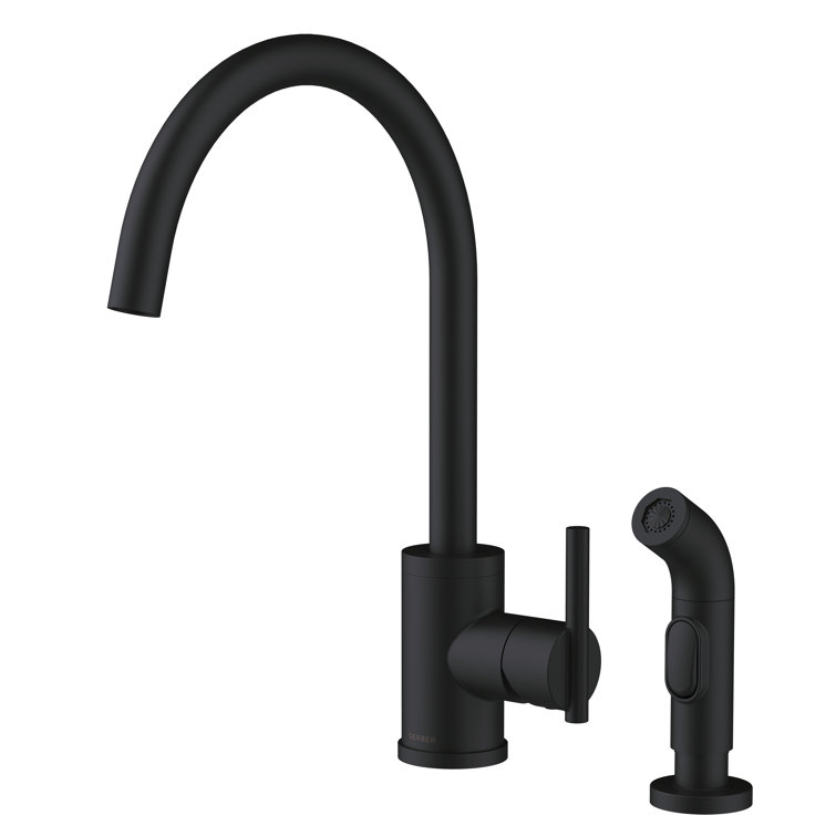 Satin Black Single Handle Kitchen Faucet with Side Spray