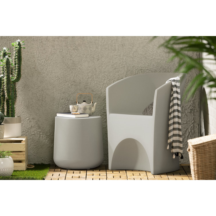 Greige 16'' Polyethylene Resin Outdoor Side Table