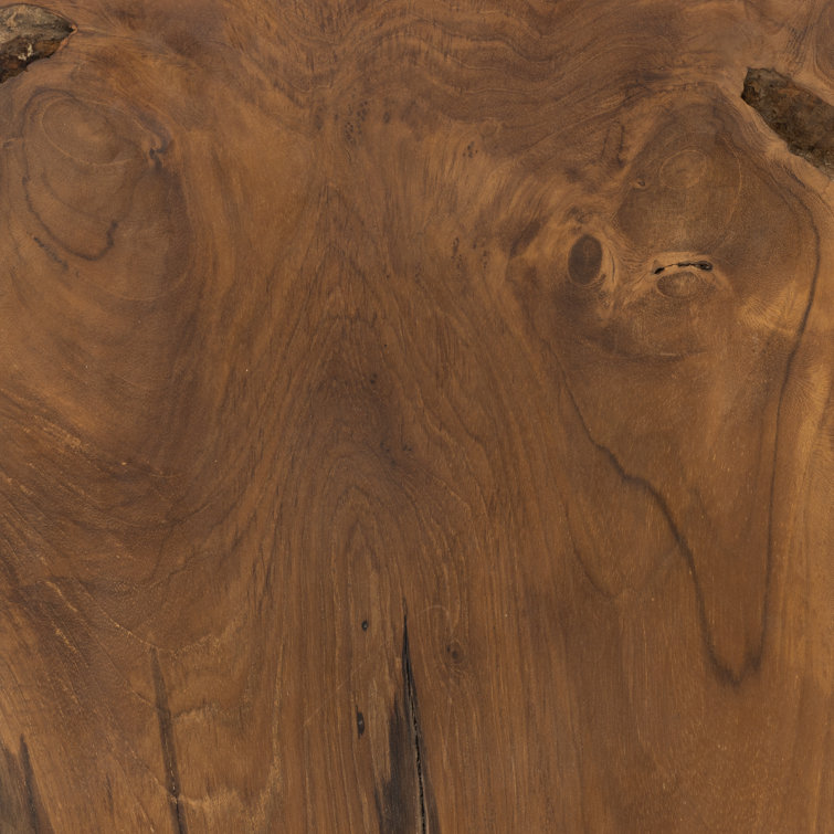 Modern Teak Root 12" Square Stool in Rich Brown