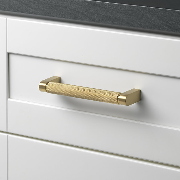 Satin Gold Knurled Bar Pull with Mounting Hardware